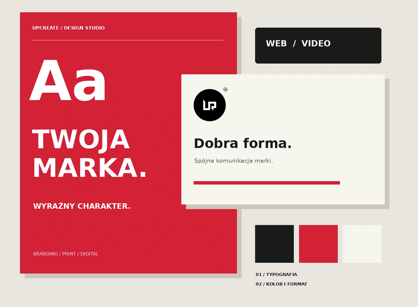 Koncepcja oprawy graficznej UPCREATE: typografia, kolor i formaty reklamowe